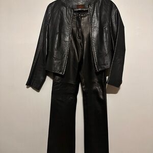 Real vintage  (DANIER) Black Leather Jacket and Pants Set